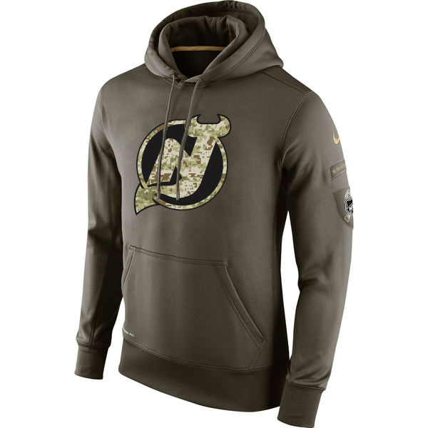 Men NHL New Jersey Devils Nike Olive Salute To Service KO Performance Hoodie Green->oakland athletics->MLB Jersey